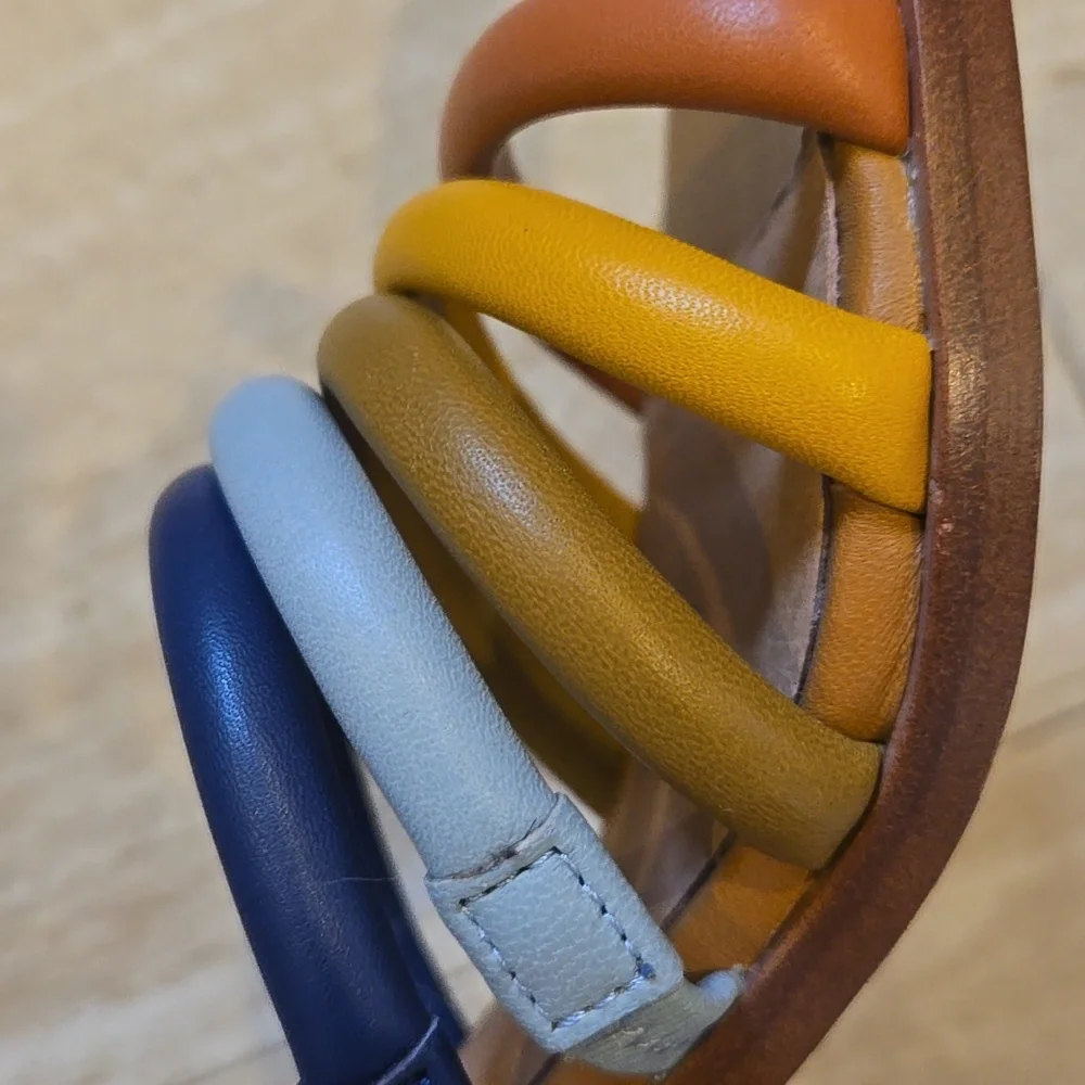Madewell The Addie High Heel Multi-Color Strappy Mule - Picture 5 of 12